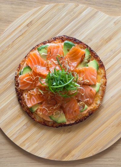 añadir salmón sushi pizza