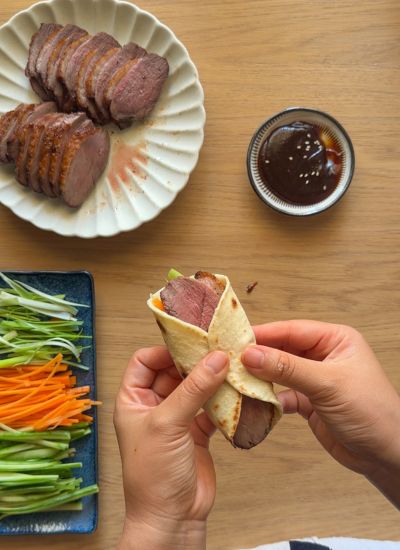 montar taco de pato pekin