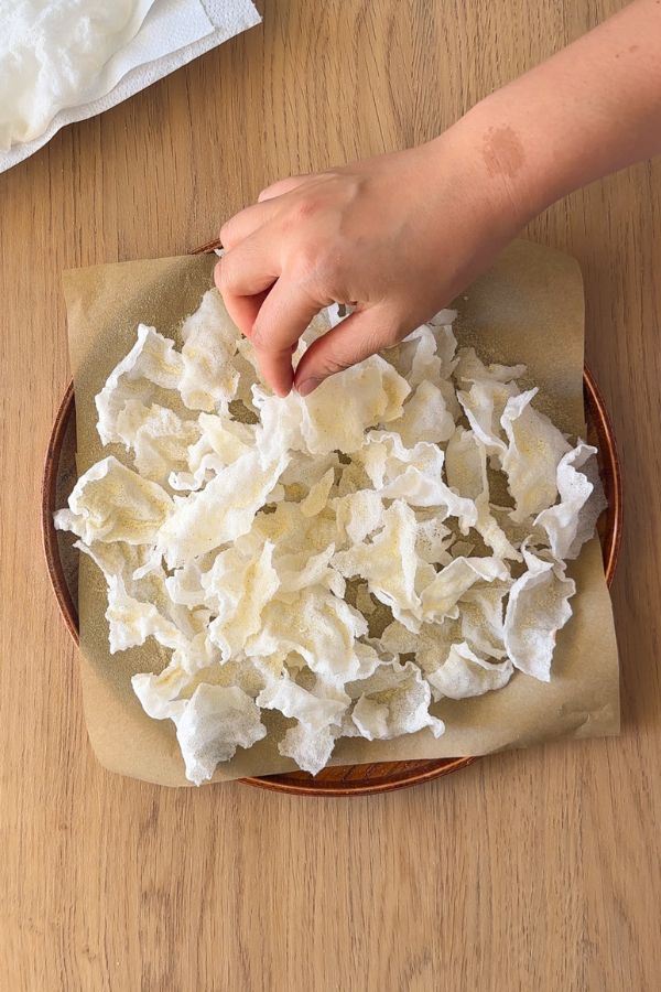 receta chips de papel de arroz