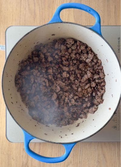 carne de ternera picada muy hecha