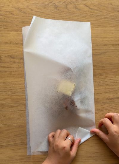 doblar papel horno para cocinar