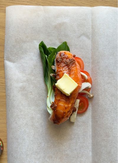 idea de verduras y pescado papillote