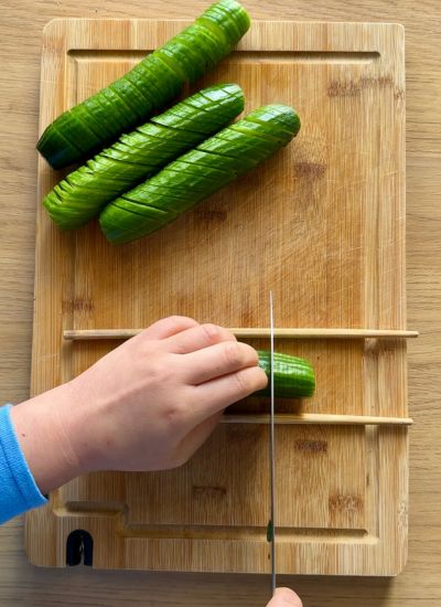 cortar pepino perpendicular