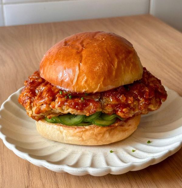 hamburguesa de pollo rebozado