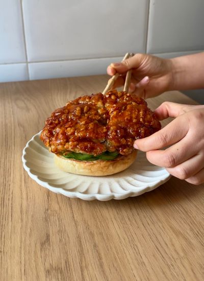 montar hamburguesa pollo