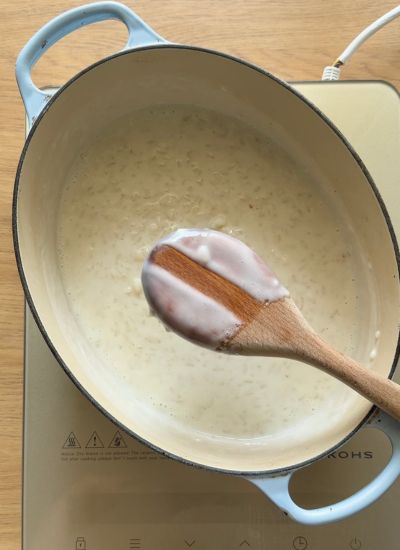 espesar arroz con leche de coco