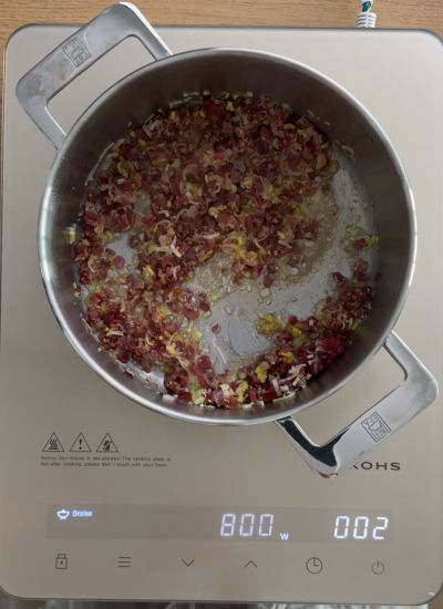saltear ingredientes bechamel
