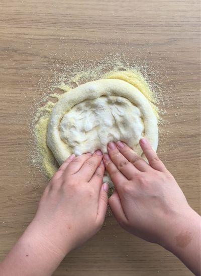 aplanar el centro masa pizza