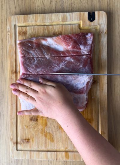 cortar panceta de cerdo