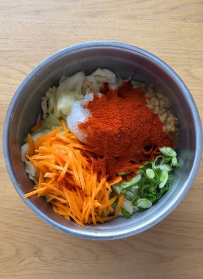 mezclar ingredientes kimchi facil