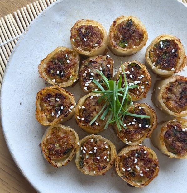 dumplings de cerdo de papel de arroz