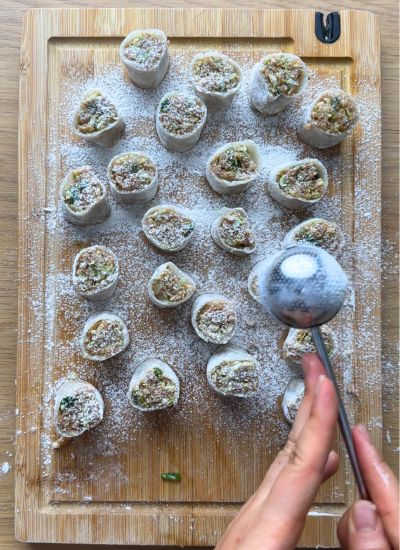 enharinar dumplings papel de arroz