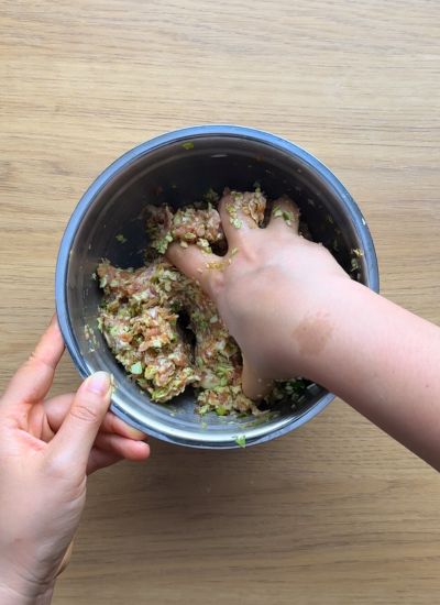 mezclar relleno dumplings papel de arroz