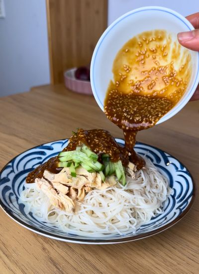 fideos chinos con crema de cacahuete
